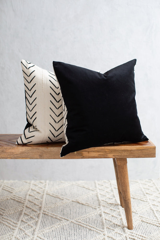 Authentic Mudcloth Throw Pillow - Chevron/Velvet