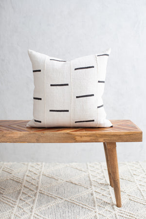 Authentic Mudcloth Throw Pillow - Charcol Small Stripe