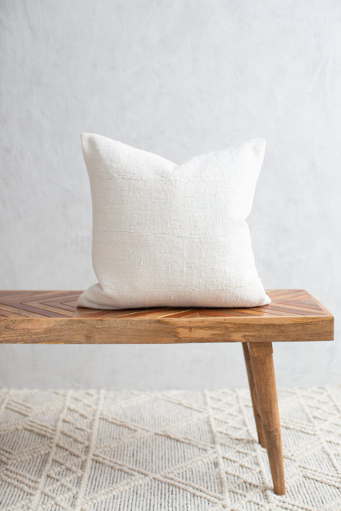 Authentic Mudcloth Throw Pillow - Natural/Heavy Weave