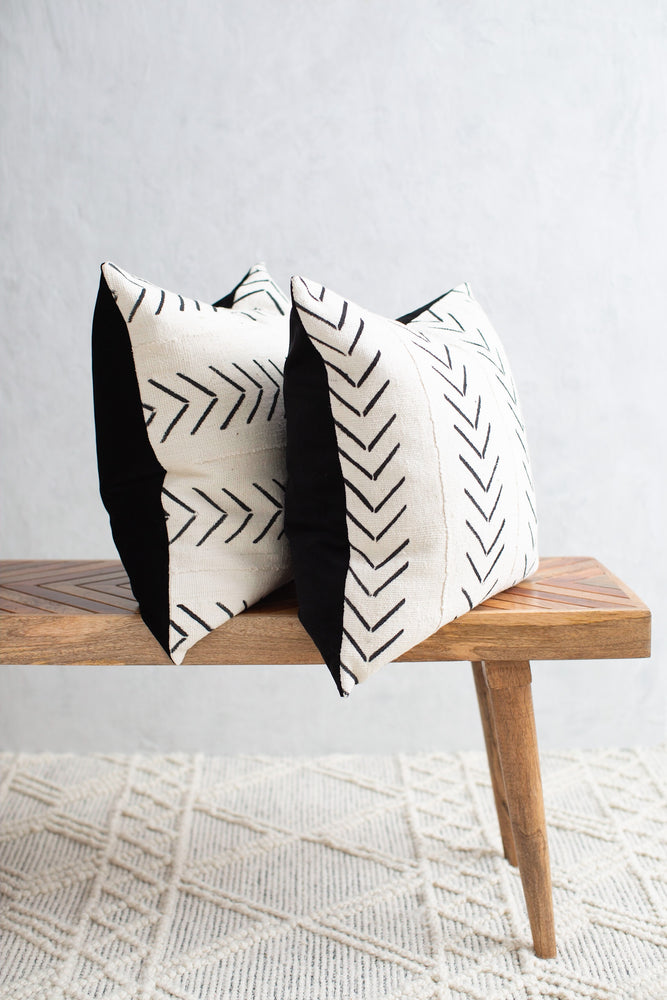 Authentic Mudcloth Throw Pillow - Chevron/Velvet