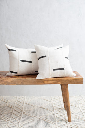 Authentic Mudcloth Throw Pillow - Charcoal Large Stripe